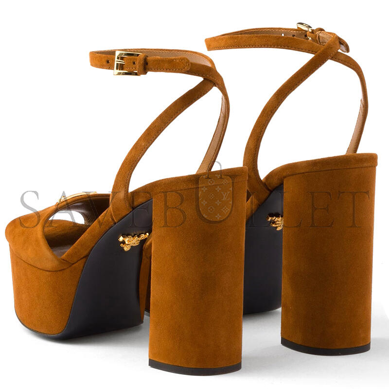 PRADA SUEDE PLATFORM SANDALS 1XP48B